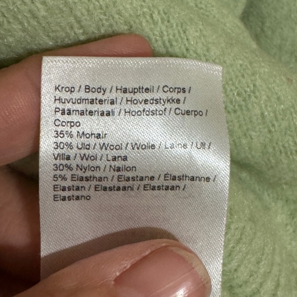 MSCH Copenhagen Femme Mohair O Pullover Sweater Lime Green Size M/L - Picture 3 of 7